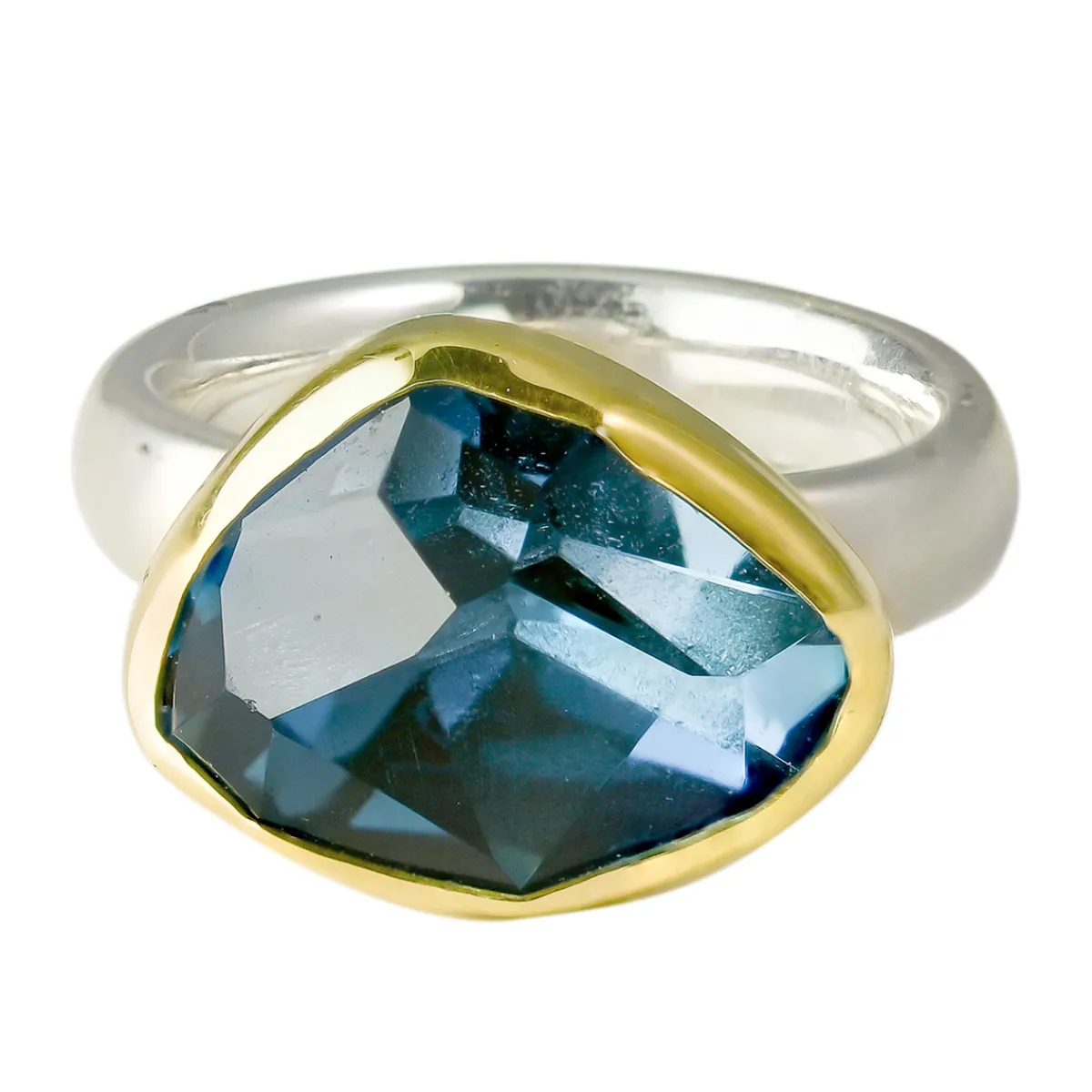 Tomfoolery Irregular Blue Topaz Flat Band Ring New