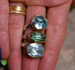 Tomfoolery Irregular Blue Topaz Flat Band Ring New