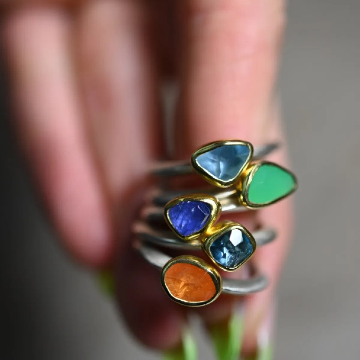 Tomfoolery Irregular Blue Topaz Stacking Ring Hot