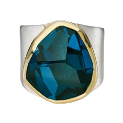 Tomfoolery Irregular Blue Topaz Wide Statement Ring Sale