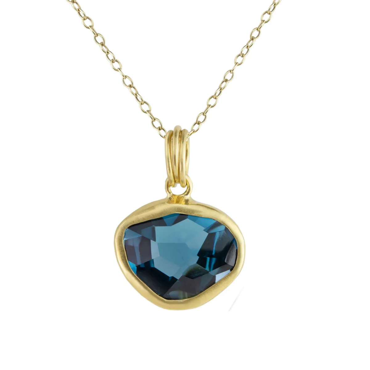 Tomfoolery Irregular Oval Topaz 18ct Yellow Gold Pendant Necklace Fashion