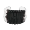 Tomfoolery Jet Black Wide Ribbed Glass Cuff New