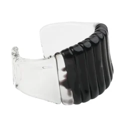 Tomfoolery Jet Black Wide Ribbed Glass Cuff New