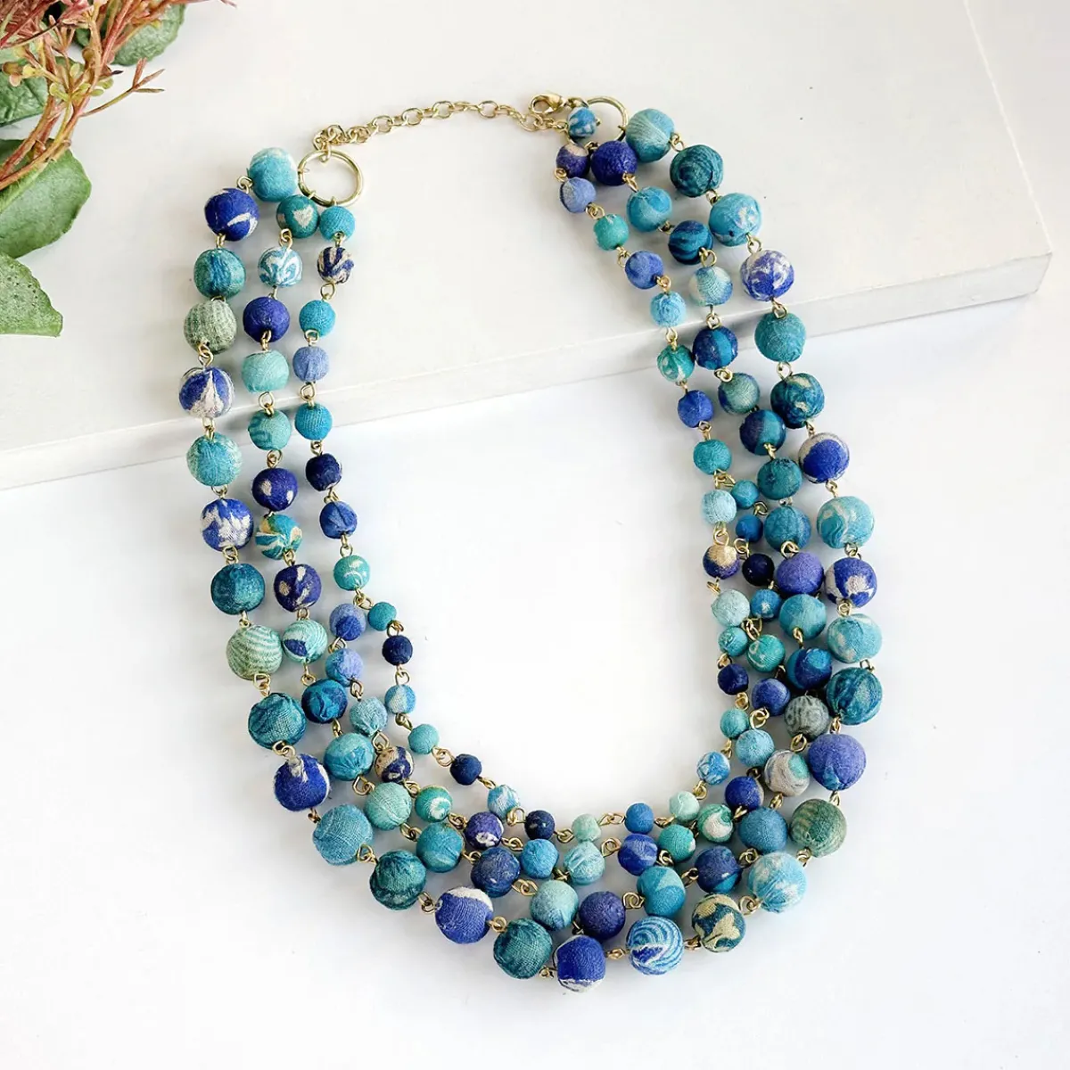 Tomfoolery Kantha Azure Beaded Karita Necklace Best