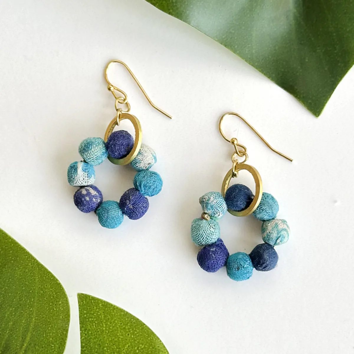 Tomfoolery Kantha Azure Orbital Drop Earrings Discount