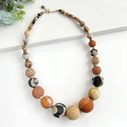 Tomfoolery Kantha Desertscape Beaded Statement Necklace New