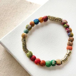 Tomfoolery Kantha Paillette Beaded Bracelet Clearance