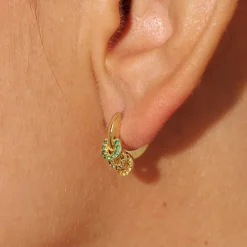 Tomfoolery Karma Hoop Earrings in Green & Yellow Online