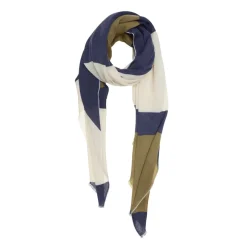 Tomfoolery Khaki, Dark Blue and Taupe Geometric Scarf Hot