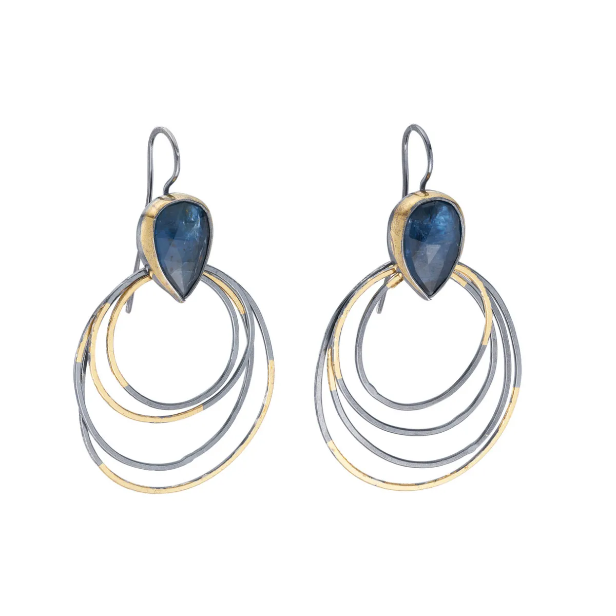 Tomfoolery Kyanite Ripple Rim Drop Earrings Fashion