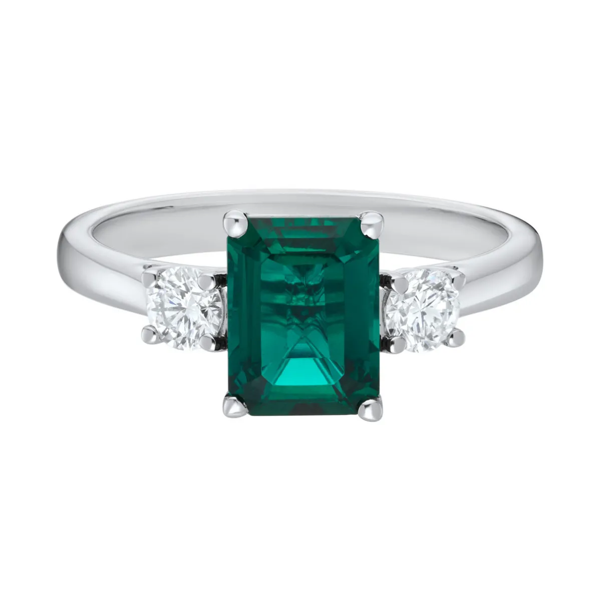 Tomfoolery Lab Emerald & Diamond Three Stone Ring Outlet