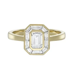 Tomfoolery Lab Emerald Cut Diamond Channel Set Ring Fashion