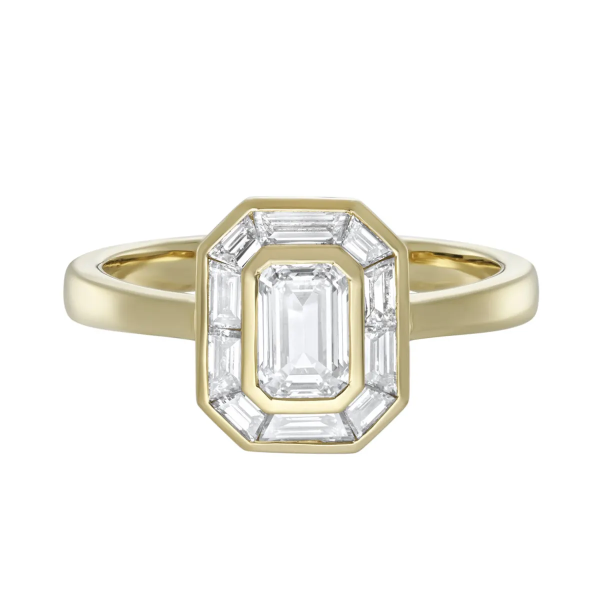 Tomfoolery Lab Emerald Cut Diamond Channel Set Ring Fashion