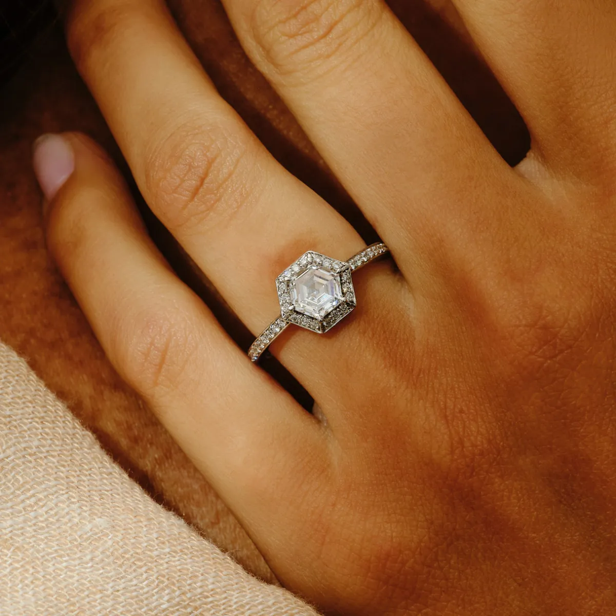 Tomfoolery Lab Hexagon Diamond Halo Ring Best