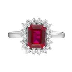 Tomfoolery Lab Ruby & Diamond Halo Ring Outlet