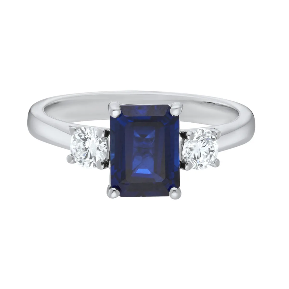 Tomfoolery Lab Sapphire & Diamond Three Stone Ring Sale