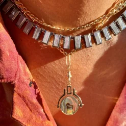Tomfoolery Labradorite Baguette Tile Rivière Necklace Outlet