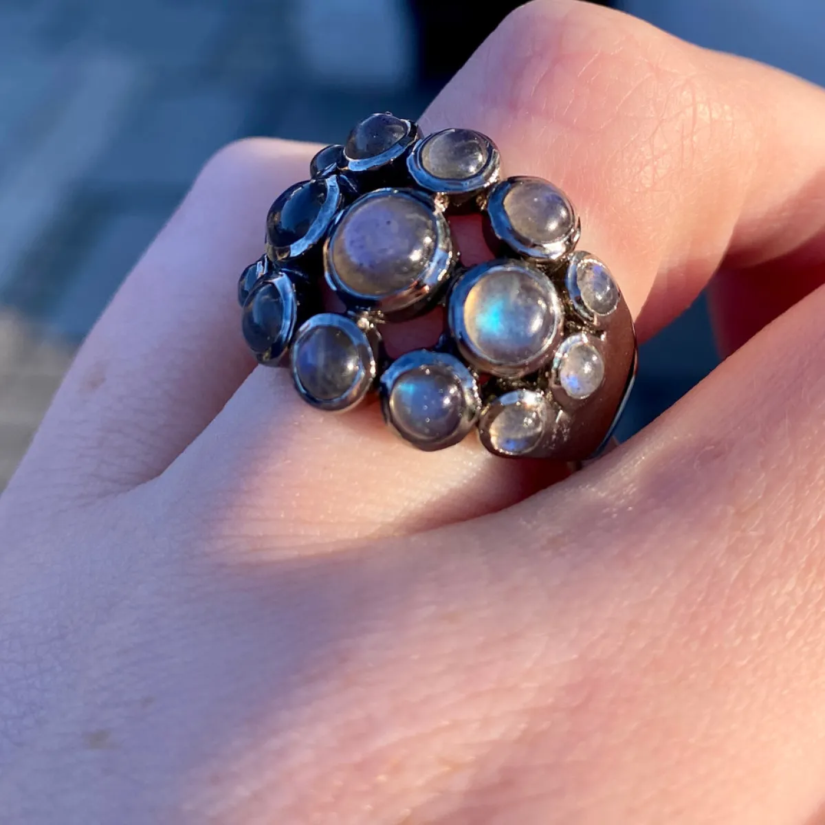Tomfoolery Labradorite Cabochon Dot Dome Ring Clearance