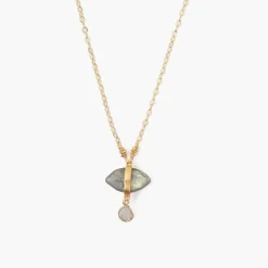 Tomfoolery Labradorite Evil Eye & Sliced Diamond Charm Necklace Sale