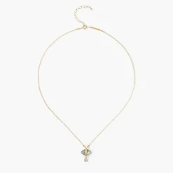 Tomfoolery Labradorite Evil Eye & Sliced Diamond Charm Necklace Sale