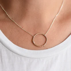 Tomfoolery Large Bronze & Silver Bamboo Hoop Necklace New