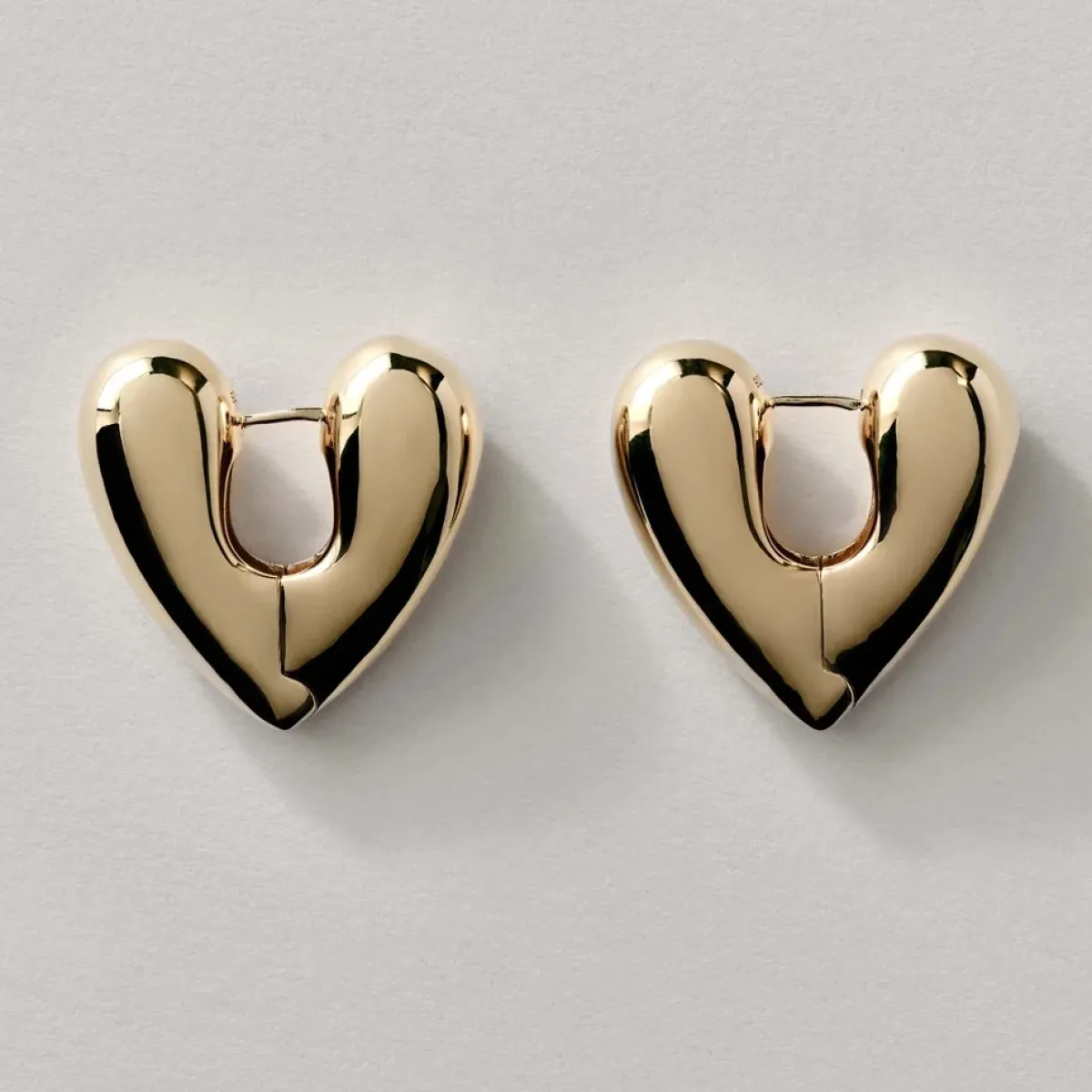 Tomfoolery Large Gold Heart Hinge Hoops Hot
