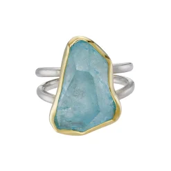 Tomfoolery Large Irregular Aquamarine Statement Ring Online