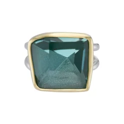 Tomfoolery Large Irregular Square Green Amethyst Statement Ring Fashion