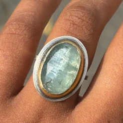 Tomfoolery Large Kyanite Crescent Rim Ring Hot