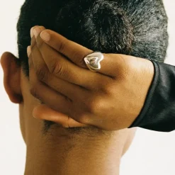 Tomfoolery Large Silver Heart Ring Online