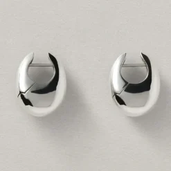 Tomfoolery Large Silver Sculptural Hinge Hoops Discount