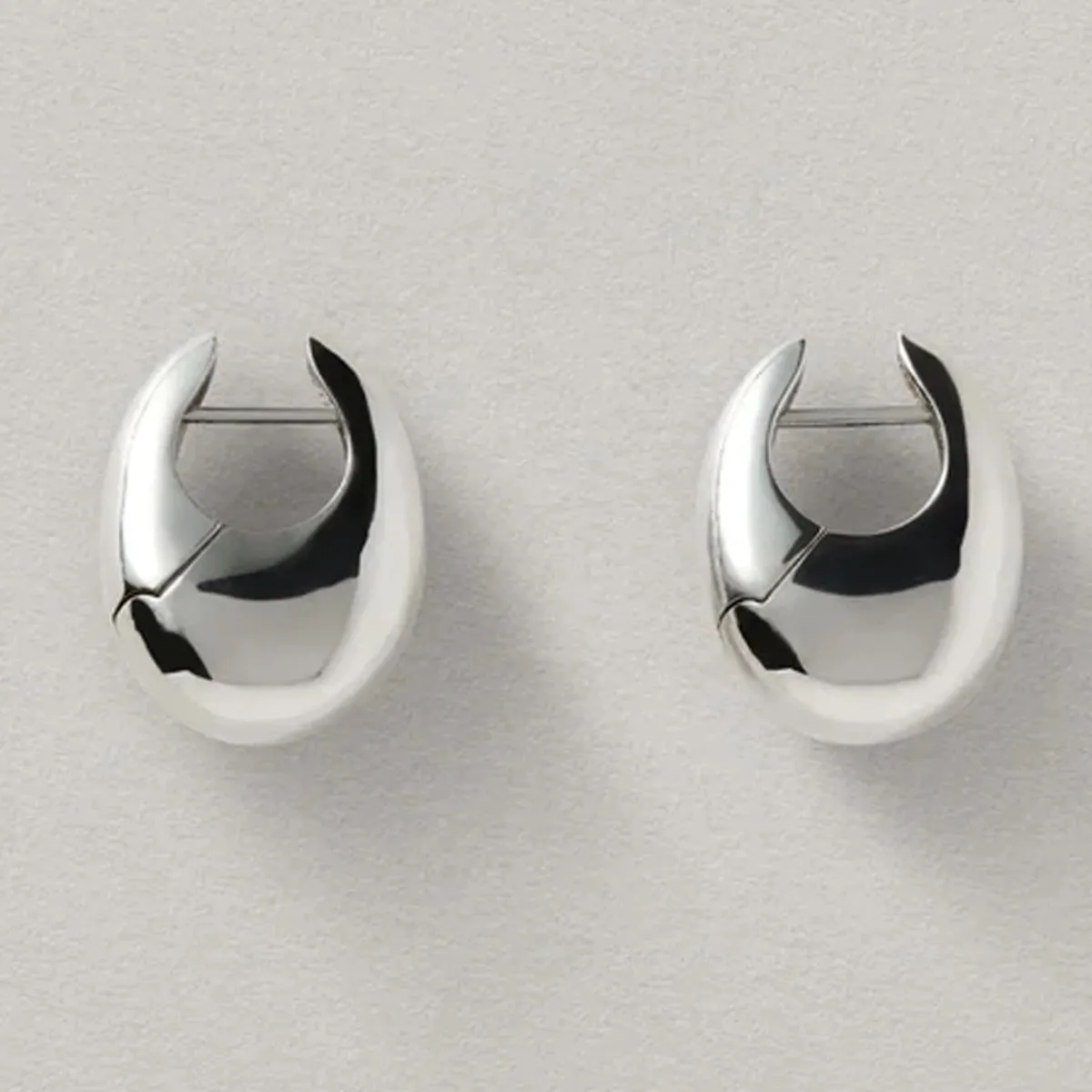 Tomfoolery Large Silver Sculptural Hinge Hoops Discount