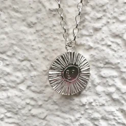 Tomfoolery Large Silver Sun & Moon Reversible Disc Pendant Best