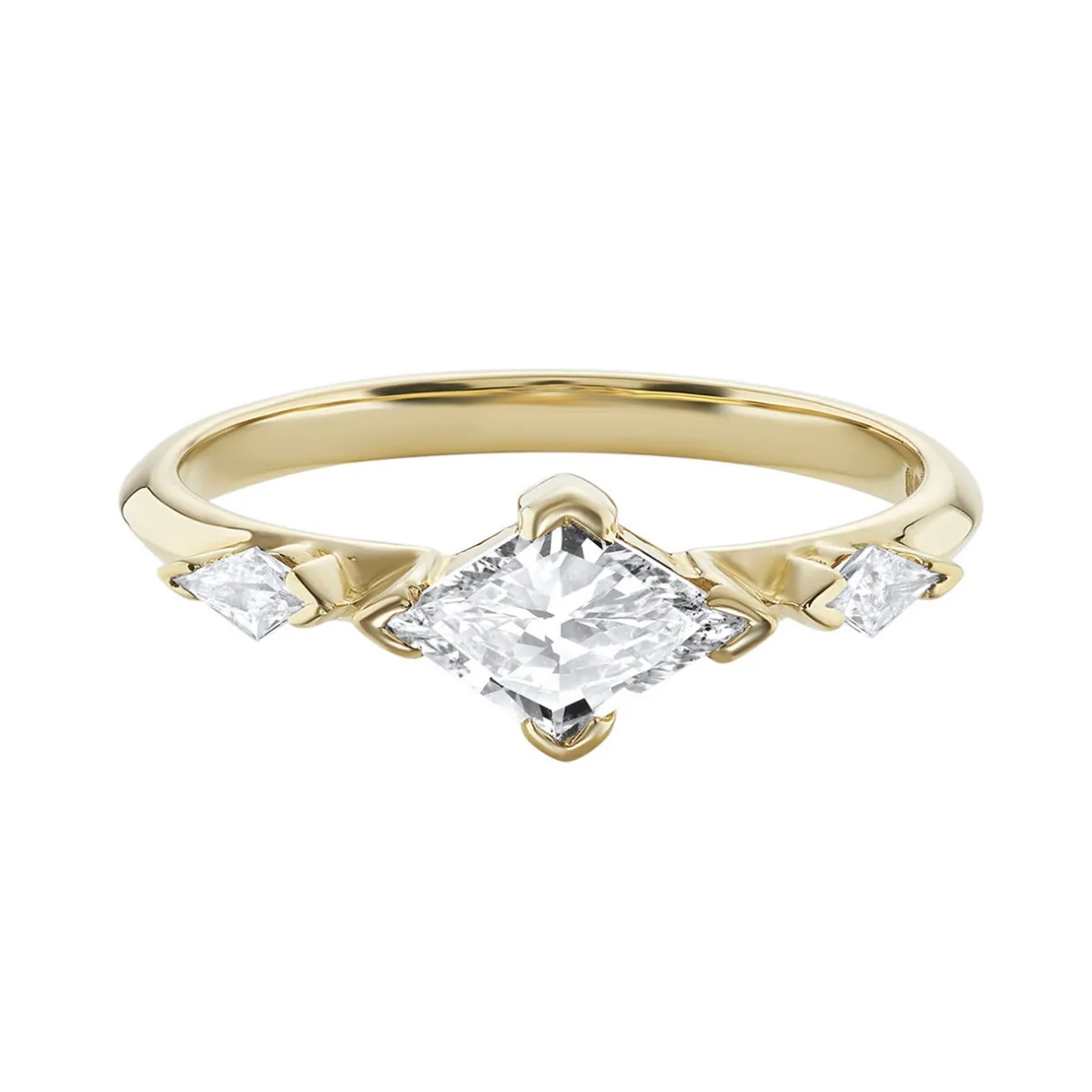 Tomfoolery LeVeque Three Stone Rhombus Cut Diamond Ring Outlet