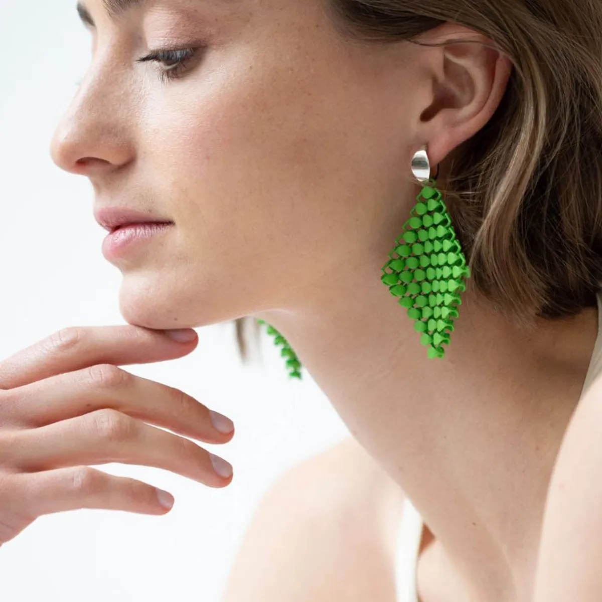 Tomfoolery Lime Green 3D Printed Drop Earrings Clearance