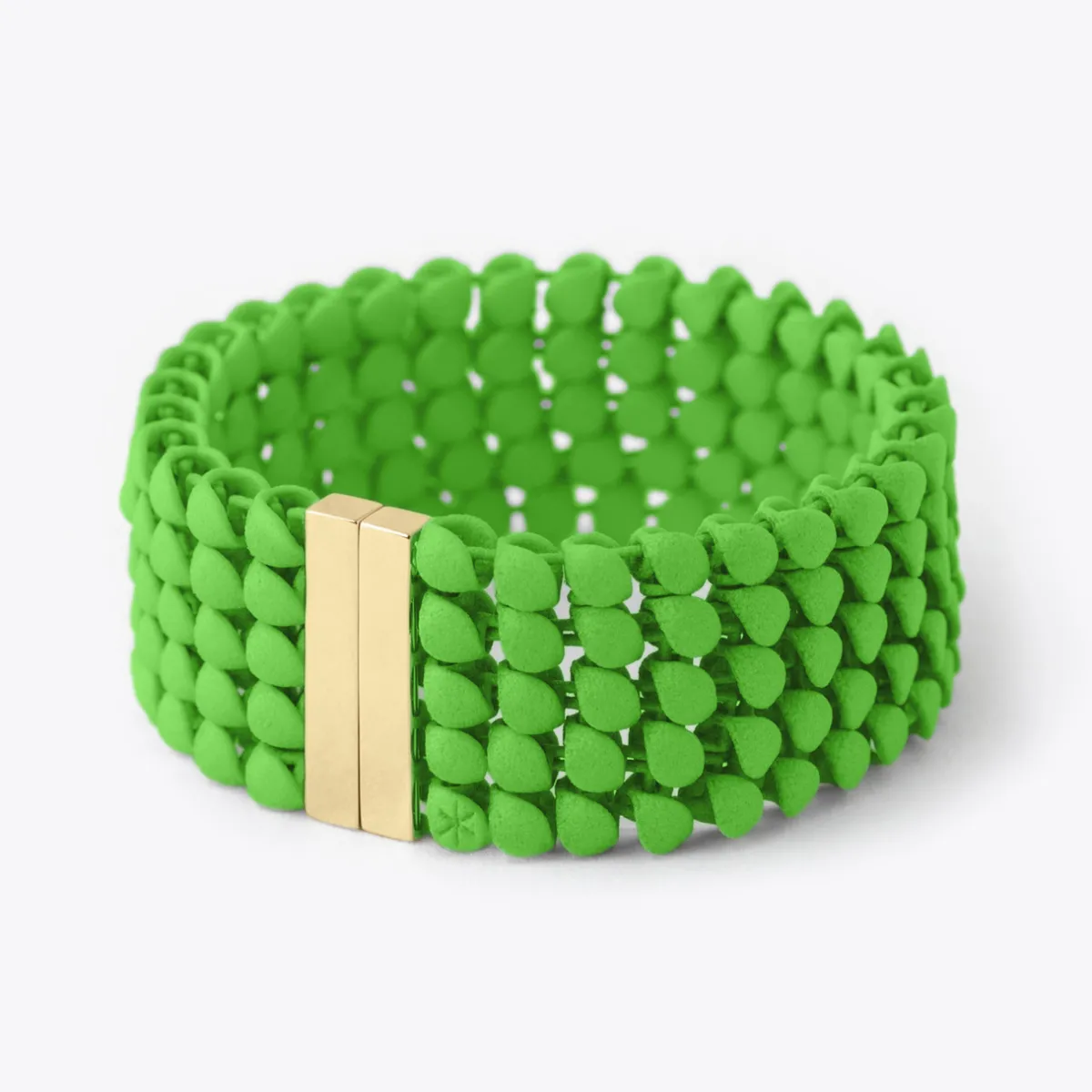 Tomfoolery Lime Green 3D Printed Wide Geometric Bracelet Outlet