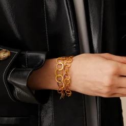 Tomfoolery Linear Large Circle Chain Link Bracelet New