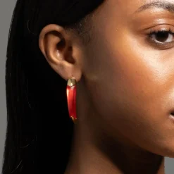 Tomfoolery Lipstick Red Luminous Lucite Claw Earrings Outlet