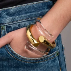 Tomfoolery Liquid Lucite Bypass Hinge Bracelet Fashion
