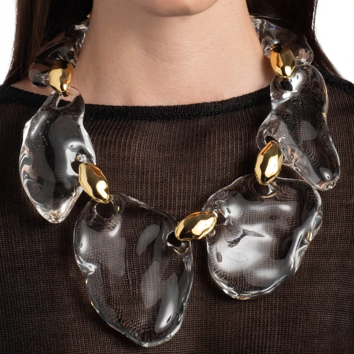 Tomfoolery Liquid Lucite Pebble Statement Necklace Outlet