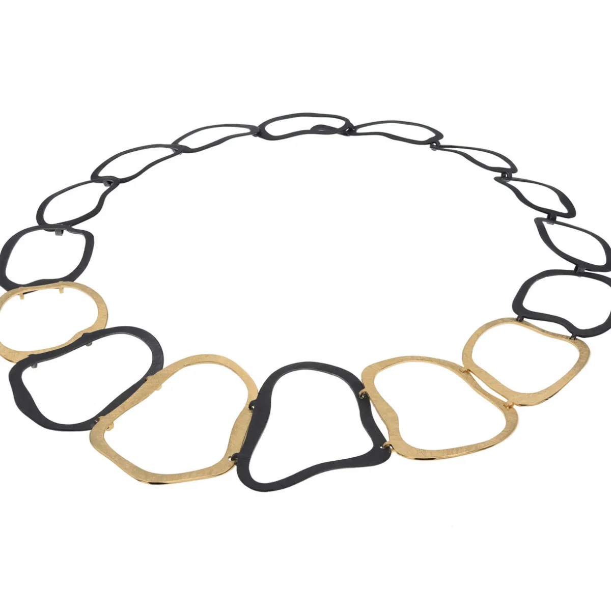 Tomfoolery Liquid Shapes Oxidised Silver & Gold Plated Necklace Sale