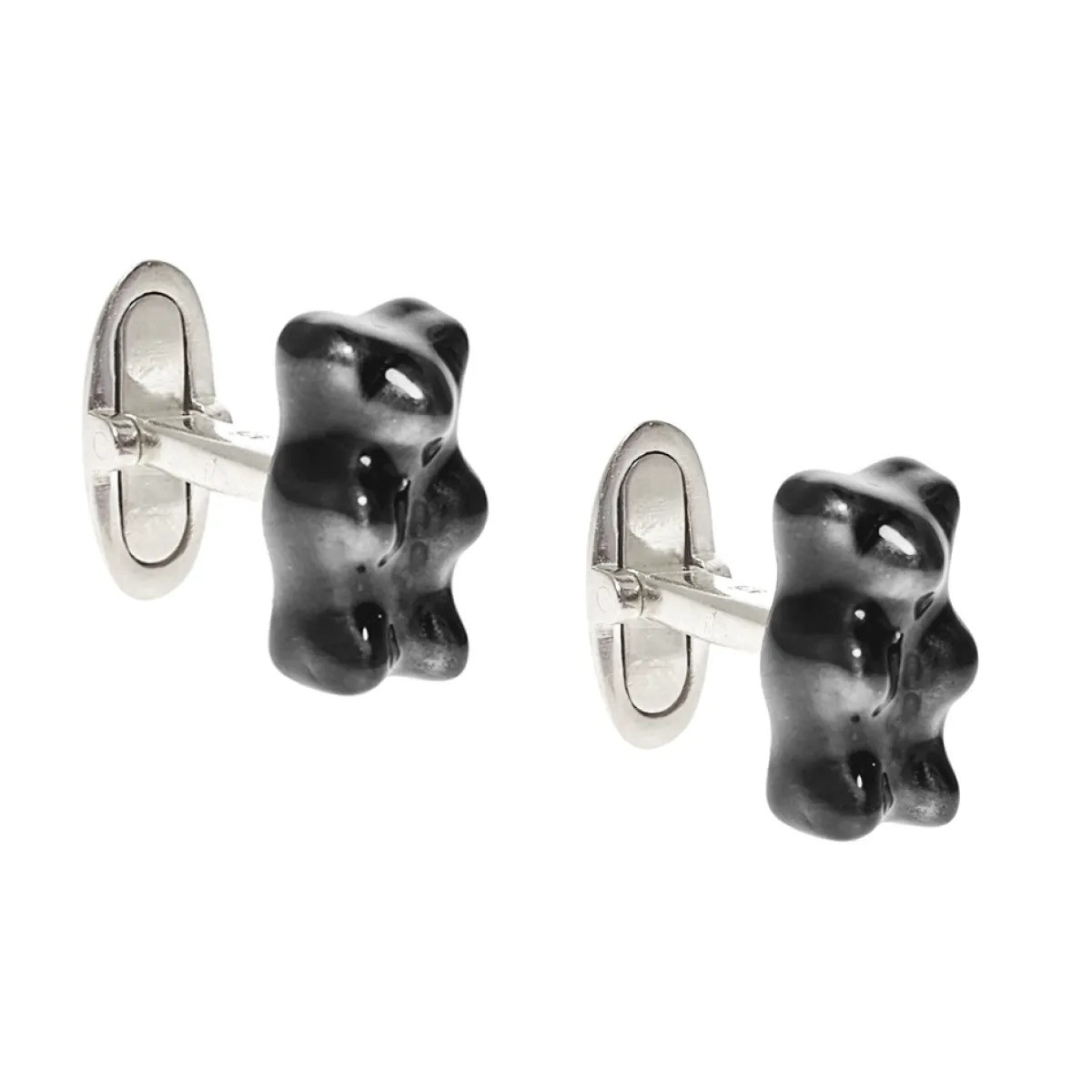 Tomfoolery Liquorice Gummy Bear Silver Cufflinks New