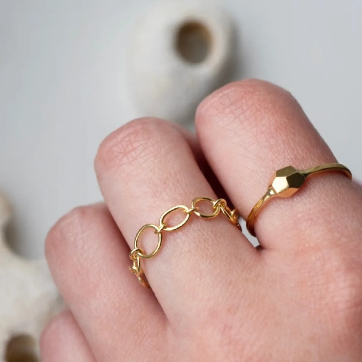 Tomfoolery Litica 18ct Gold Chain Ring Online