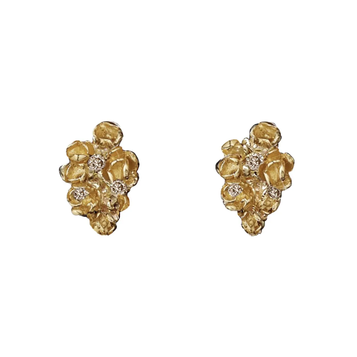 Tomfoolery Little Roses Champagne Diamond Stud Earrings Online