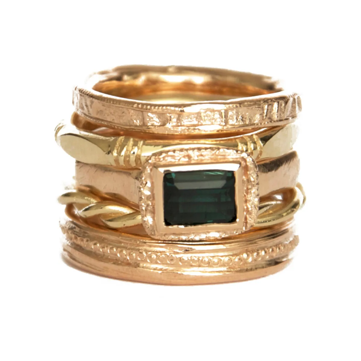 Tomfoolery Livia 9ct Yellow Gold Faceted & Line Engraved Ring Online