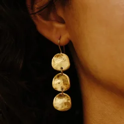 Tomfoolery Lola Triple Disc Gold Earrings Clearance