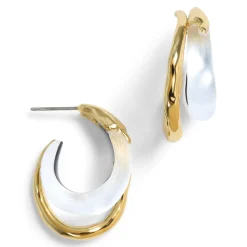 Tomfoolery Lucite Molten Double Hoop Earrings Silver Outlet