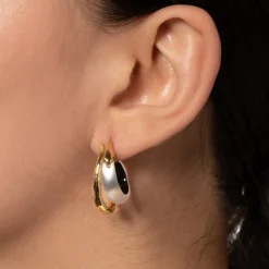 Tomfoolery Lucite Molten Double Hoop Earrings Silver Outlet