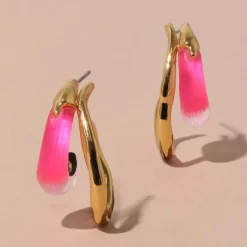 Tomfoolery Lucite Molten Double Hoop Earrings Silver Outlet