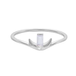 Tomfoolery LUNA Baguette Gem Silver Ring Fashion